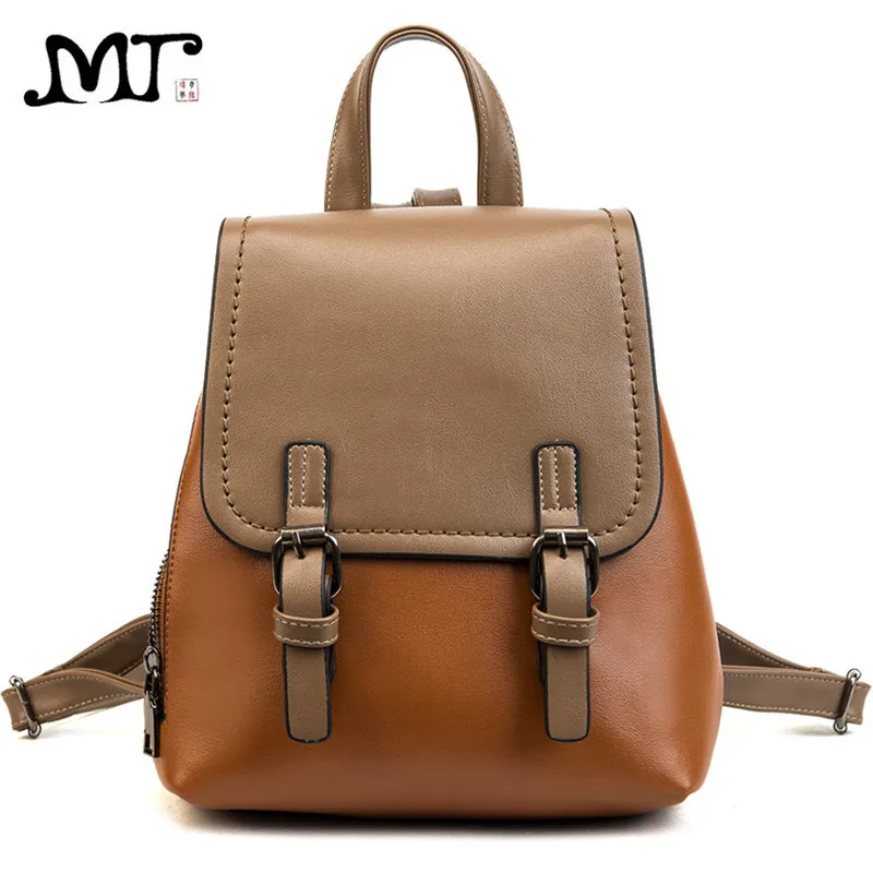 

MJ Women Leather Backpack Female Patchwork PU Leather Backpack Fashion Small Travel Bag Daypack for Teenage Girls Lady Bag