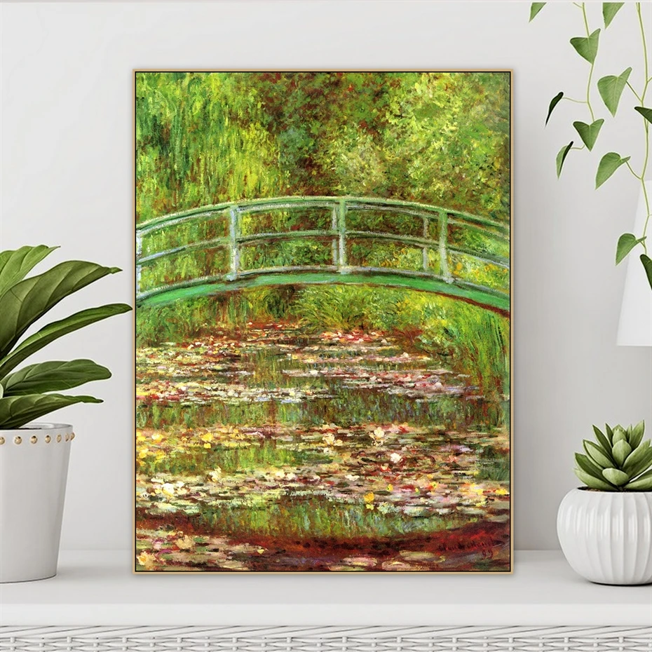 Bridge over the sea rose pond 60 x 80cm