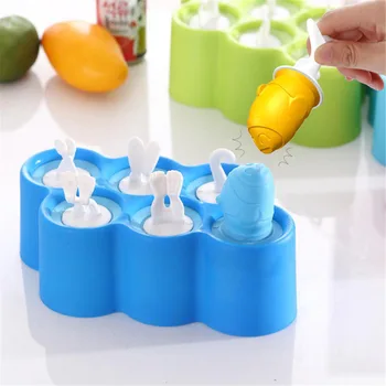 

Colorful Summer 6 ugly fish-shaped cartoon ice cream mold silicone sticks ice mold cover DIY popsicle molds holder Tools