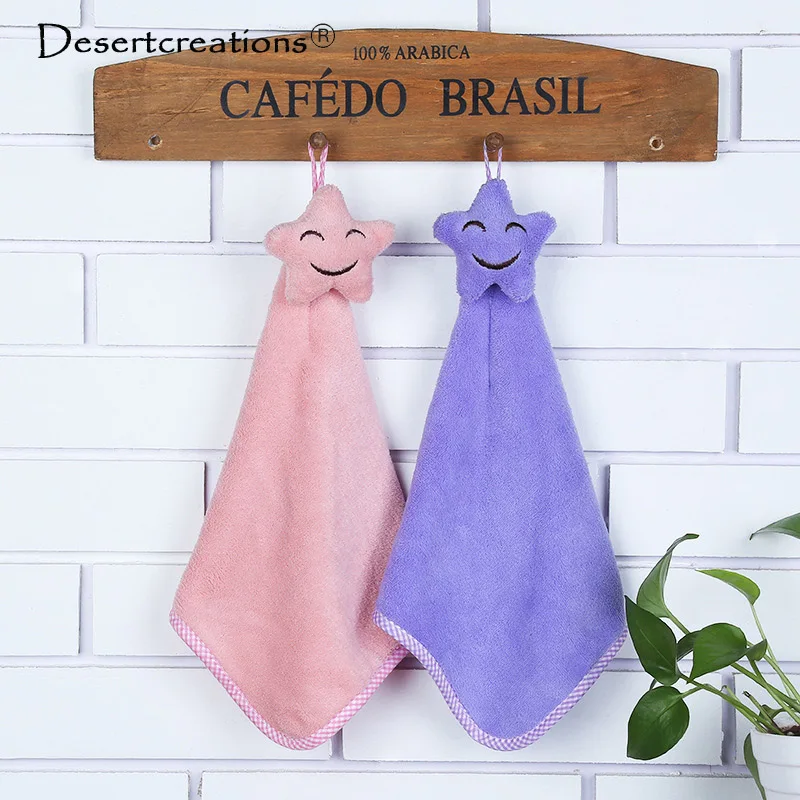 

Hand Towel Plush Hanging Kitchen Bathroom Soft Cloth Wipe Towel Cotton Dish Washing Quick-dry Clearing Face Towel Office Car Use