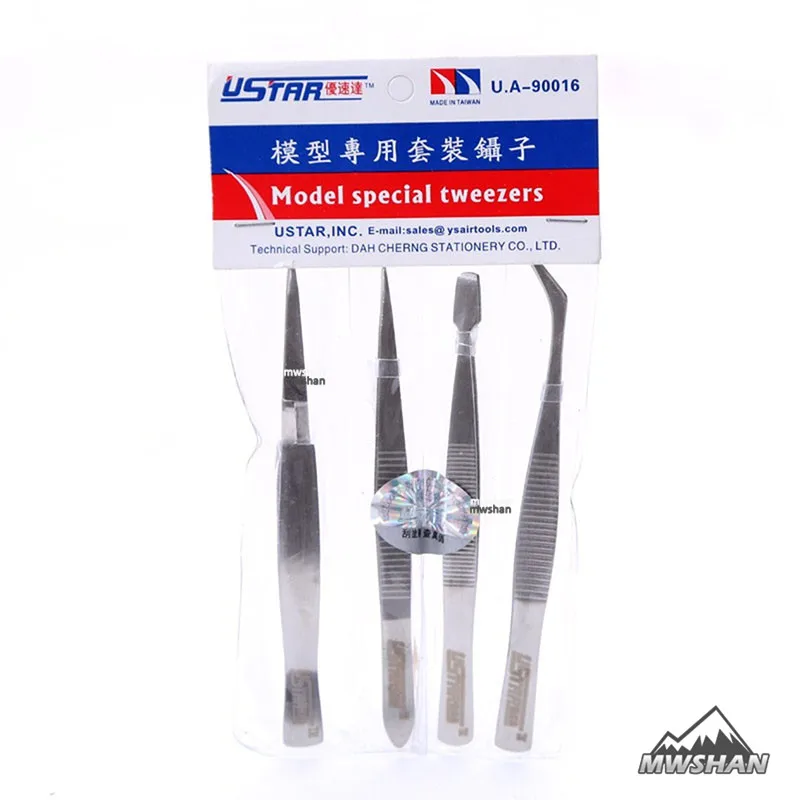 

Ustar 90016 Model Special Tweezers 4 Pcs In 1 Set Hobby Craft Tools fine Accessory