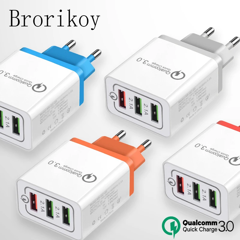 

3 Ports Quick Charger QC3.0 USB Wall Charger Power Adapter for iPhone iPad Samsung Xiaomi Mobile Phone Travel Fast Charging