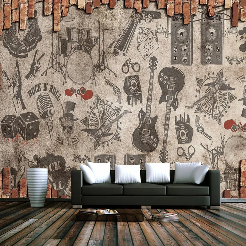 Vintage Custom Murals Wallpapers Hand Painted Gray ...