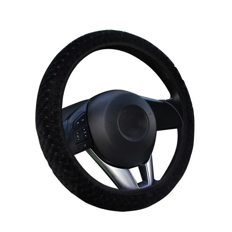 

Pearl Velvet Winter Elastic Car Steering Wheel Cover Sleeve Universal Soft Warm Covers