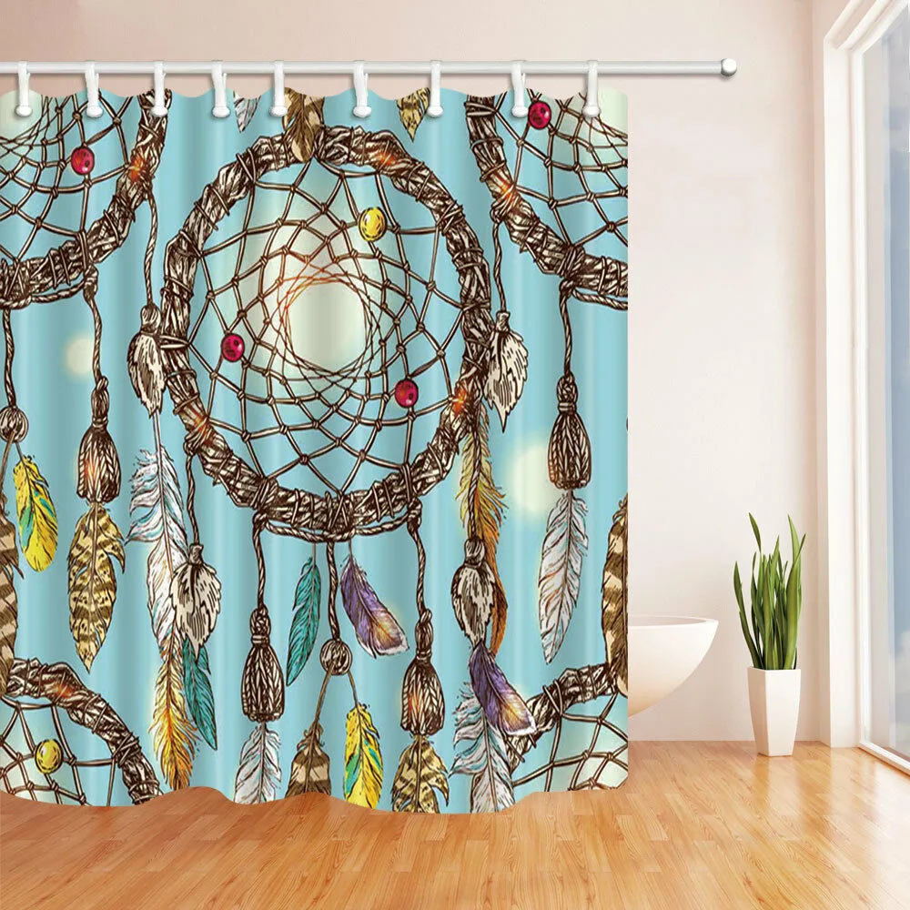 Indian Dream Catcher Fabric Shower Curtain Set 180CM Boho Bathroom Curtains Hot 