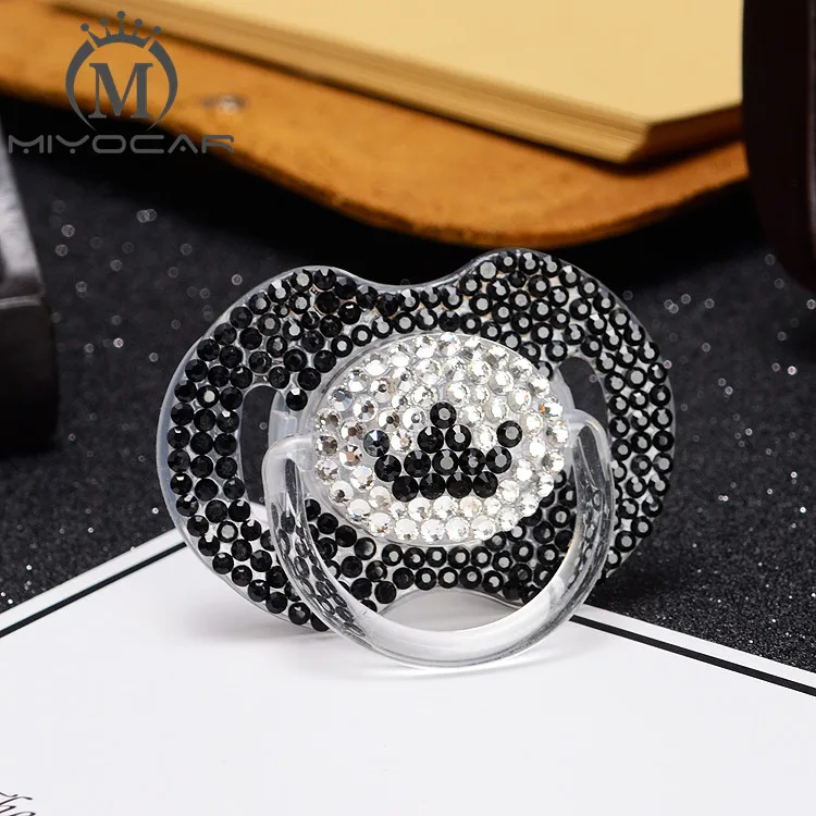 MIYOCAR beautiful set of handmade safe pp Feeding Bottle 125 ml and bling black white crown pacifier for baby shower gift