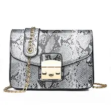 Блестящие сумки на плечо со змеиным принтом из искусственной кожи женские сумки через плечо с цепочкой женские кожаные сумки