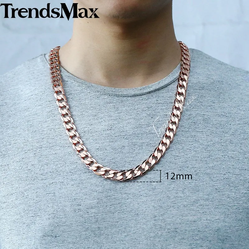 Мужское ожерелье Trendsmax золотое в стиле хип хоп с кубинской цепочкой 2018 Прямая