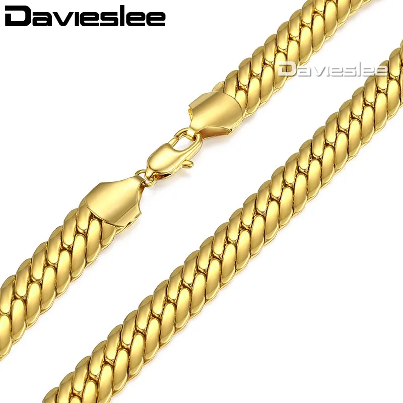 Snake Herringbone Link Chain Mens Chain 11mm Yellow Gold Filled