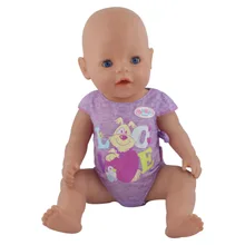 43cm Baby Born Zapf Doll Purple Rabbit Jumpsuits Baby Born Doll Clothes Children Best Gift