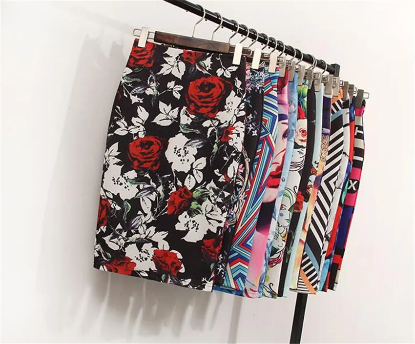 Summer New Knee Back Hip Package Personalized Printing High Waist H Type Long Ladies Professional Half Length Long Skirt