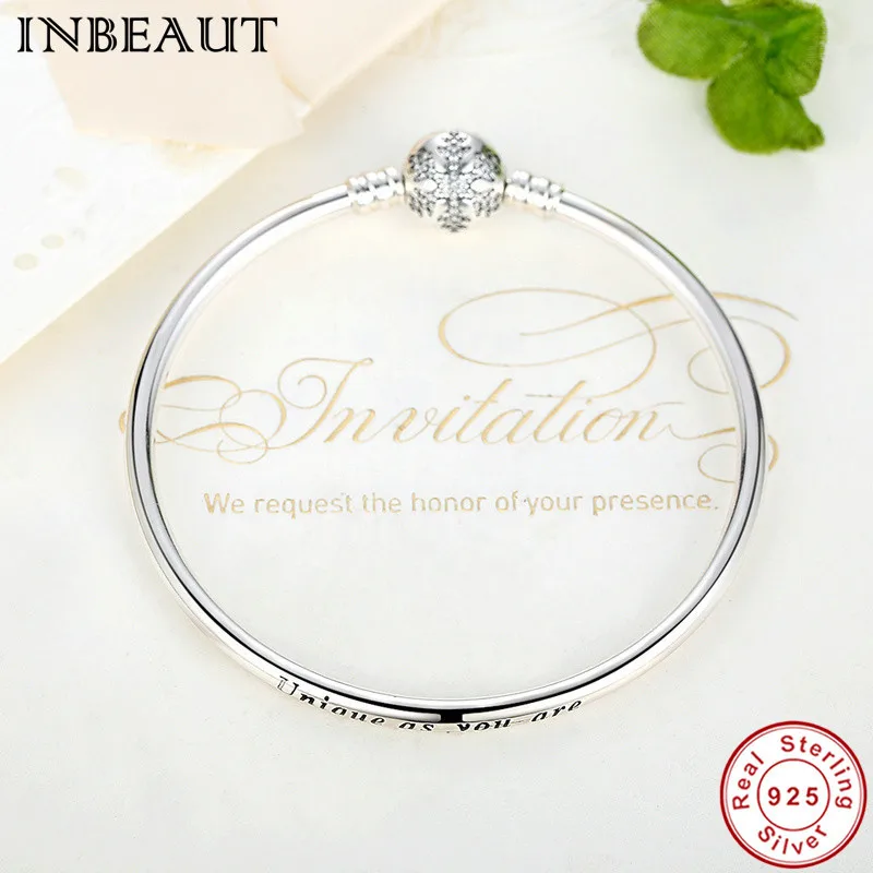 

925 Sterling Silver Snowflake Carved Beads Bracelet for Women Unique As You Letters Carved Real Silver Bracelets for DIY Charms