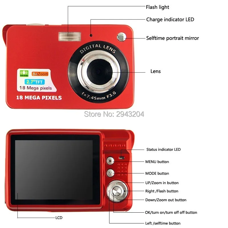 Мини Цифровая видеокамера с 8x цифровым зумом 5MP COMS camera HD 18MP разрешением 720P видео рекордер