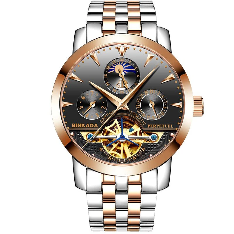 

2018 Promotion Men's Automatic Mechanical Watch Steel Strap Waterproof Flywheel Moment Sport Wrist Top Brand Luxury Z