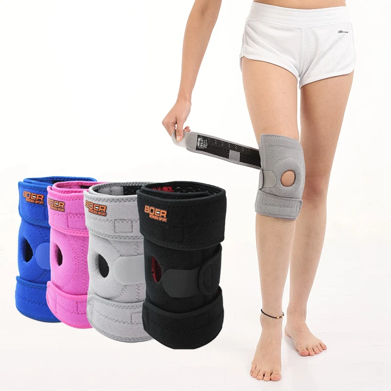 Knee Brace Spring Support Breathable Sports Leg Knee Support Brace Wrap Protector Pads Safety