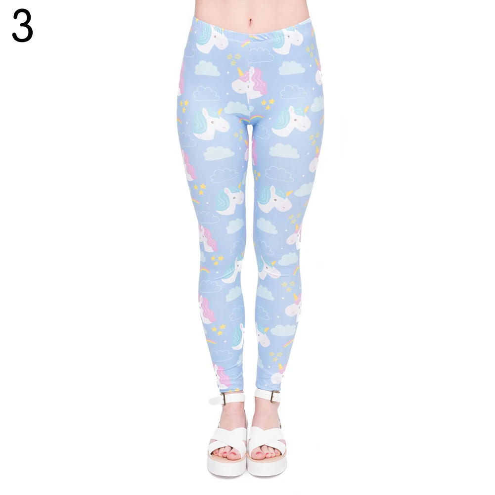 Women Unicorn Printed Pencil Pants Ultra Soft Fabric Stretchy Trousers