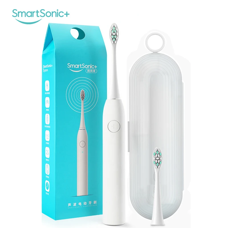 SmartSonic+ Electric Toothbrush Cleaning Brush Rechargeable Sonic Tooth Brush Teeth Whitening with USB Charger Dupont Heads Box