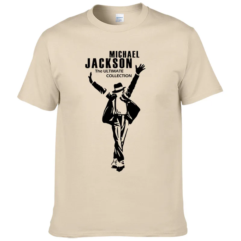 Популярные мужские футболки с Майклом Джексоном, с коротким рукавом, с круглым вырезом, винтажные мужские футболки с принтом, классные мужские футболки MJ#228 - Цвет: khaki