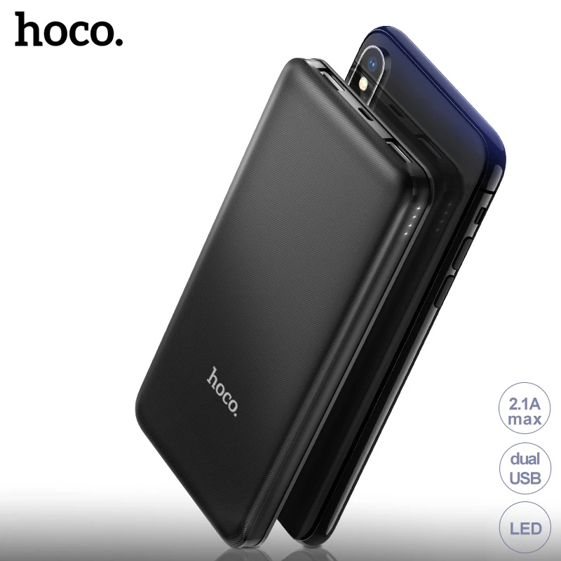 HOCO 10000mAh Dual USB Power Bank External Power Batteries Portable Phone Charger With LED Light for iPhone X Samsung 9 xiaomi