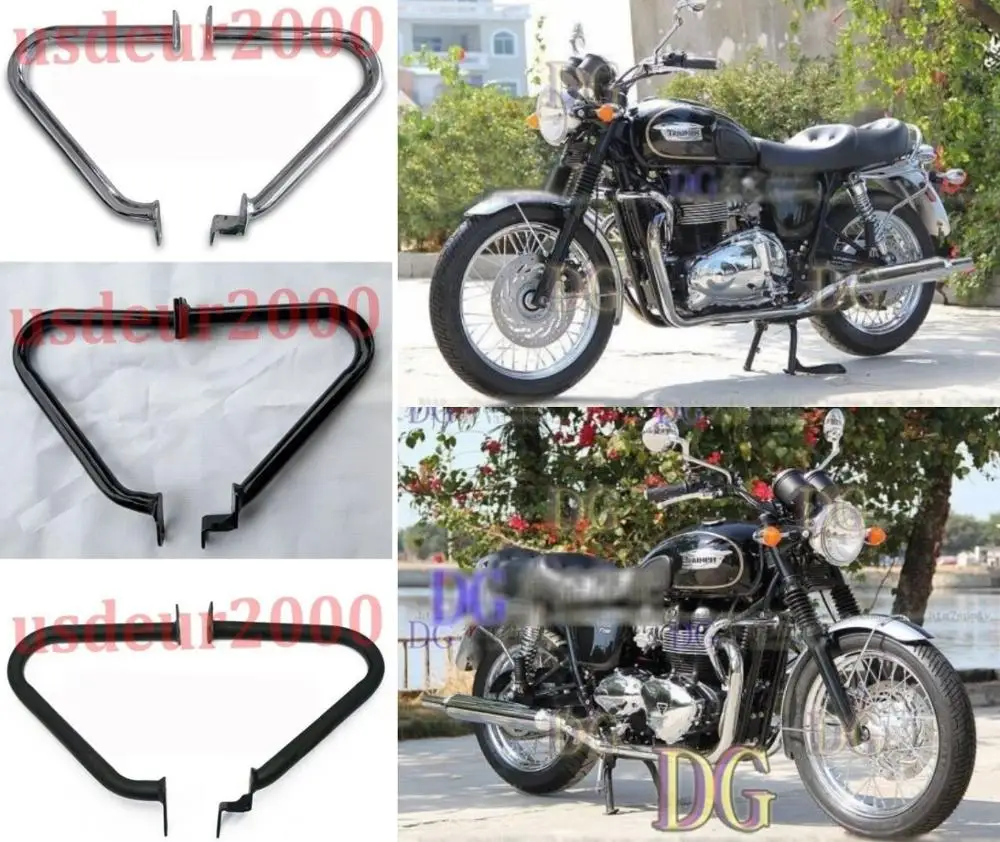 

Highway Engine Crash Guard Bars for Triumph Bonneville T100 Thruxton 900 2001-2015 Black Chrome 02 03 04 05 06 07 08 09 10 11 12