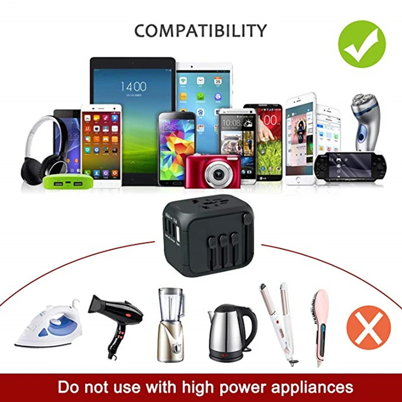 Wearpai International Travel charging adapter Универсальный адаптер 3USB с 3 4a адаптером питания