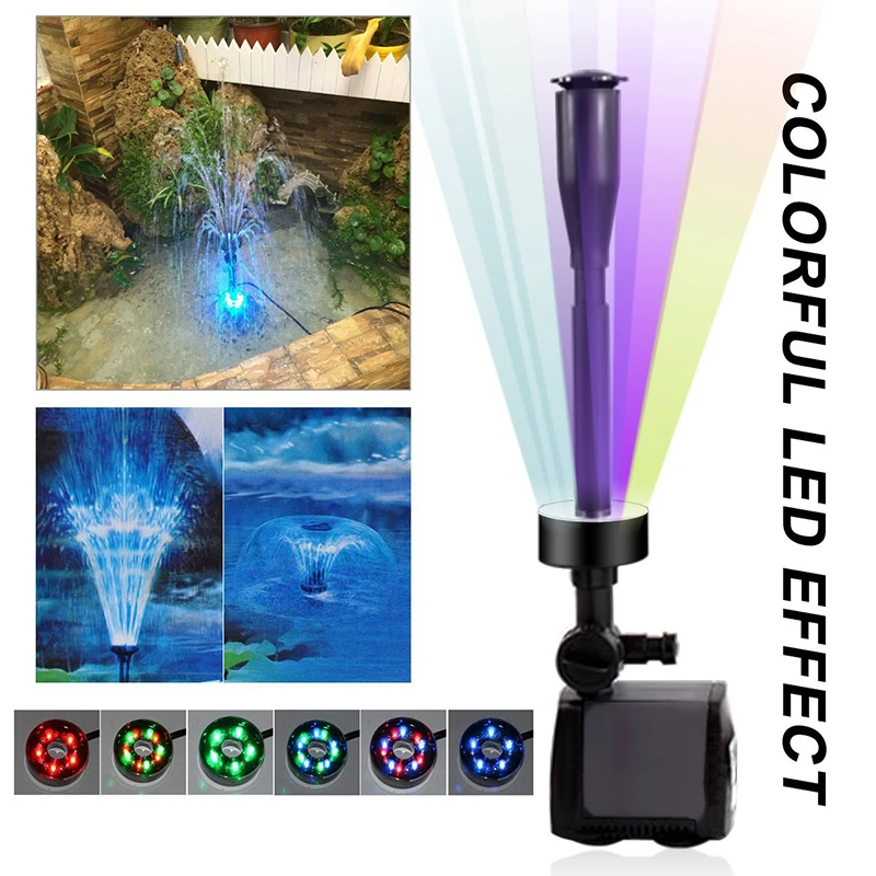 

40w 2000l/h Electric Submersible Water Pump with 15 PCS RGB LED for Fountain Garden Pump Aquarium Fish Tank Sump Pumps