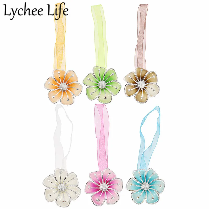 

1pc Round Flower Shape Curtain Tieback Ribbon Magnet Curtain Buckle Modern Simple Style Room Curtain Decor Supplies