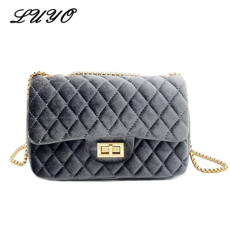 

LUYO Brand Chain Vintage Small Girls Shoulder Bag Cross Body Fashion Women Messenger Bags Flap Channels Handbags Leather Suede