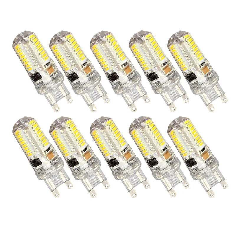 10x220V 230V G9 4 Вт силиконовый 64 светодиодный лампы SMD3014 кукурузы лампа Светодиодный