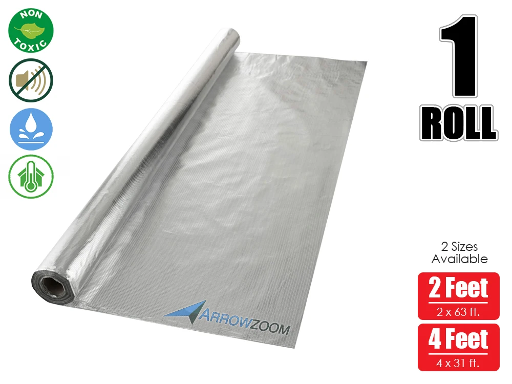 

Arrowzoom 1 Roll 125 sq. ft. Solar Attic Floor Thermal Foil Reflective Radiant Insulation Barrier 2 x 63 ft / 4 x 31 ft