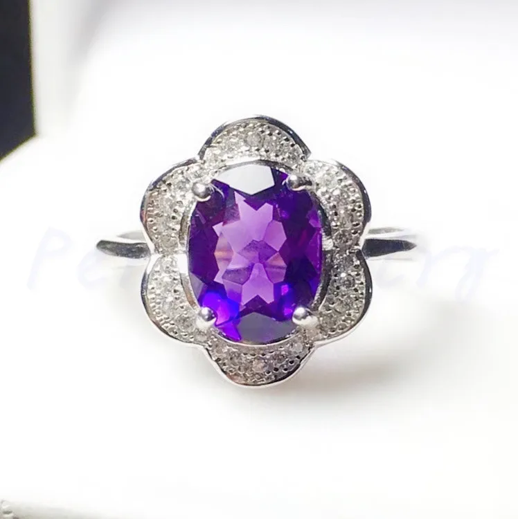 Amethyst ring 925 sterling silver Free shipping Natural real amethyst