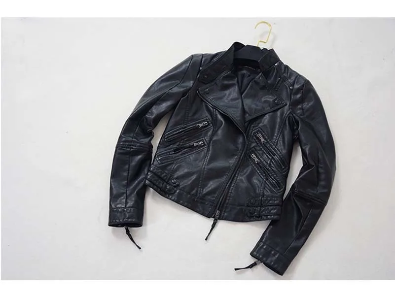 NiceMix Ladies Pu Leather Jacket New Spring Autumn Black Jacket Women Slim Moto Biker Leather Jacket Female Jaquetas Femini