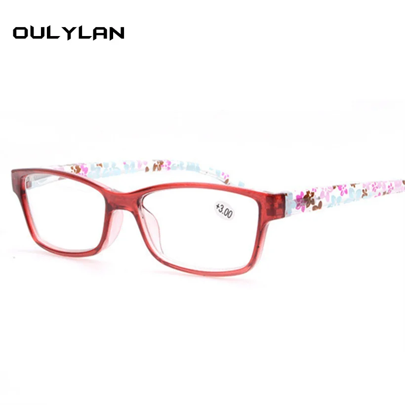 

Oulylan Fashion Unbreakable Reading Glasses Women Men Ultralight Anti Fatigue Flower Temple Presbyopic Glasses Diopter +1.0 +4.0