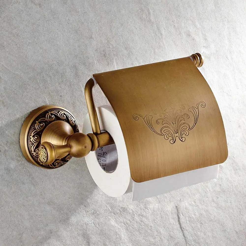 Аксессуары для ванной комнаты античная латунь коллекция, кольцо для полотенец, держатель для бумаги, туалетная щетка, крючок, вешалка для ванной, мыльница, кран - Цвет: Paper Holder