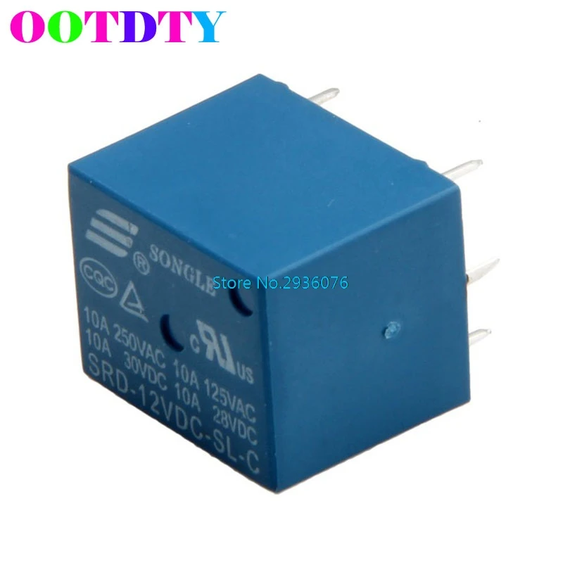 

5Pcs 5 Pins Relay DC 12V 10A High Current Coil Power PCB SRD-12VDC-SL-C APR12_30