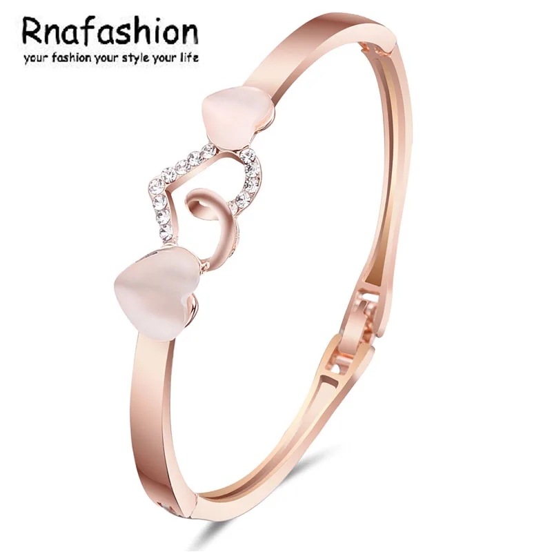 

RNAFASHION Bracelet Bangles Heart Shape For Women Femme Pulseiras Jewelry Gift 2018