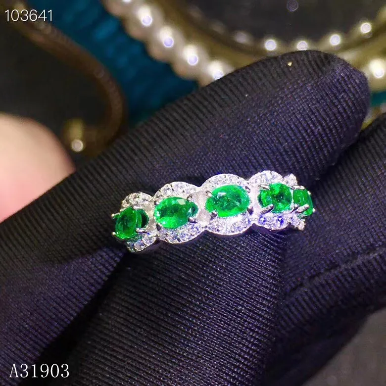 

KJJEAXCMY Fine Jewelry 925 Sterling Silver Previous Natural Emerald Women's Ring Support Test 2