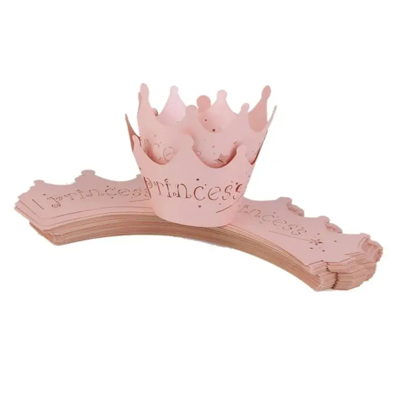 50 шт. принцесса шаблон Baby Shower лоза кружевная лазерная резка обертка для кексов форма для порционной выпечки бумажная формочка для выпечки розовый DIY кухонные инструменты