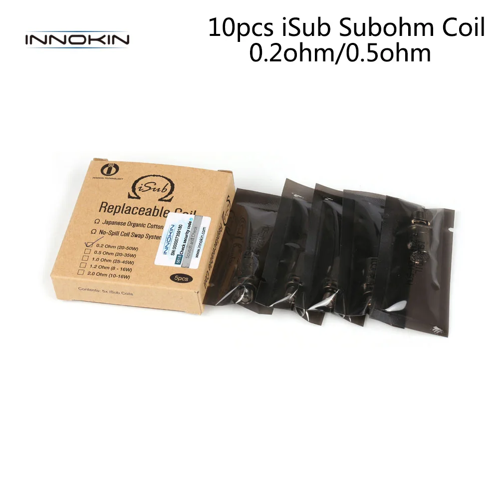 

10pcs Original Innokin Coil iSub Subohm Vape Core 0.5ohm 0.2ohm For iSub S Atomizer iSub V TC Tank Electronic Cigarette