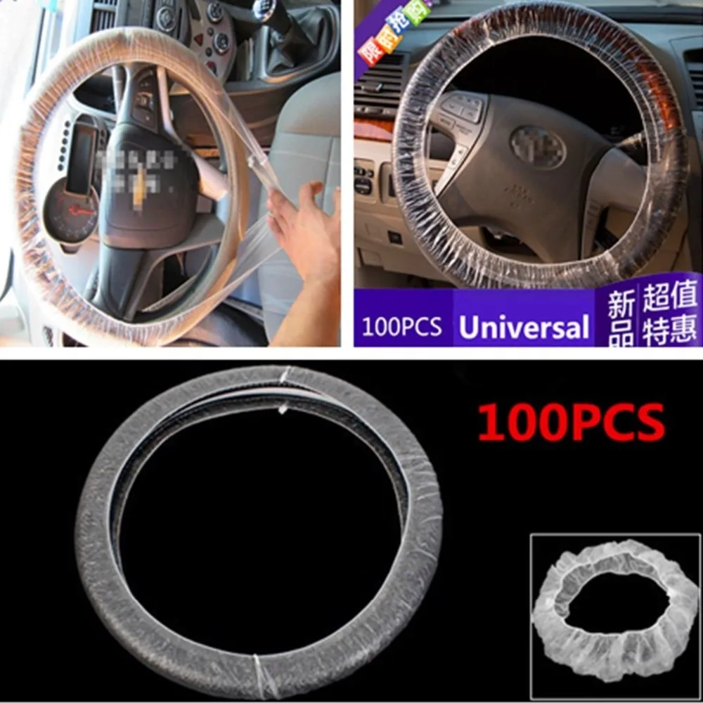 

New 100pcs Car Steering Wheel Cover For Universal Disposable Plastic Covers