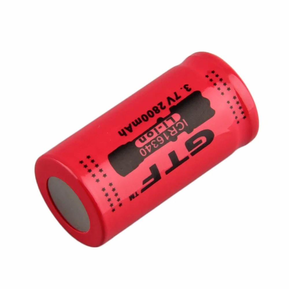 GTF 16340 литиевая батарея 2800mAh батарея+ зарядное устройство красный аккумулятор