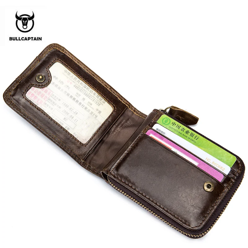 Цена BULLCAPTAIN RFID портмоне из воловьей кожи тонкий дизайнерский брендовый кошелек Новое поступление мужской кошелек клатч кожаный кошелек для дене...