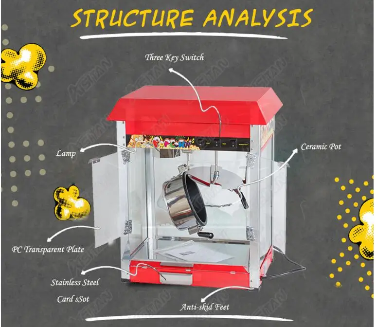 VBG1608 Commericial automatic popcorn machine with big volume