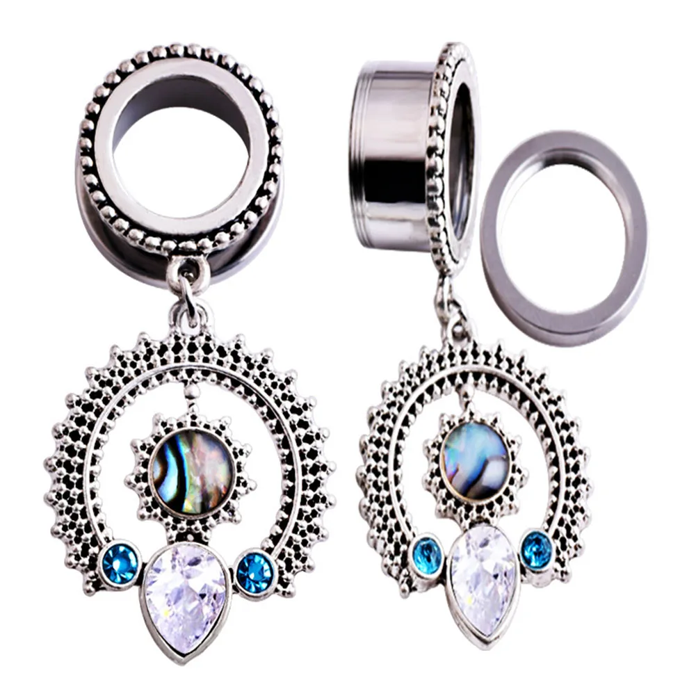 

Retro Water Drop Rhinestone Pendant Ear Gauges Piercing Expanders Party Gift