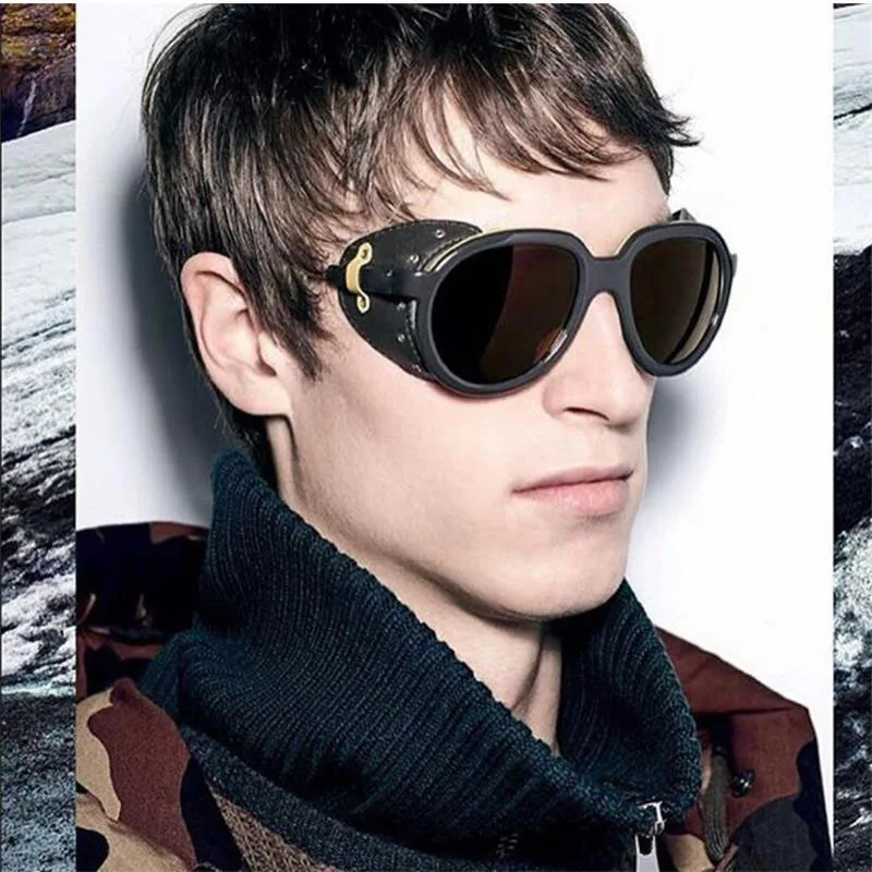 

2019 Luxury Black Oversized Side Shield Sunglasses Men Vintage Shades Polarized Steampunk Big Sun Glasses Female UV400