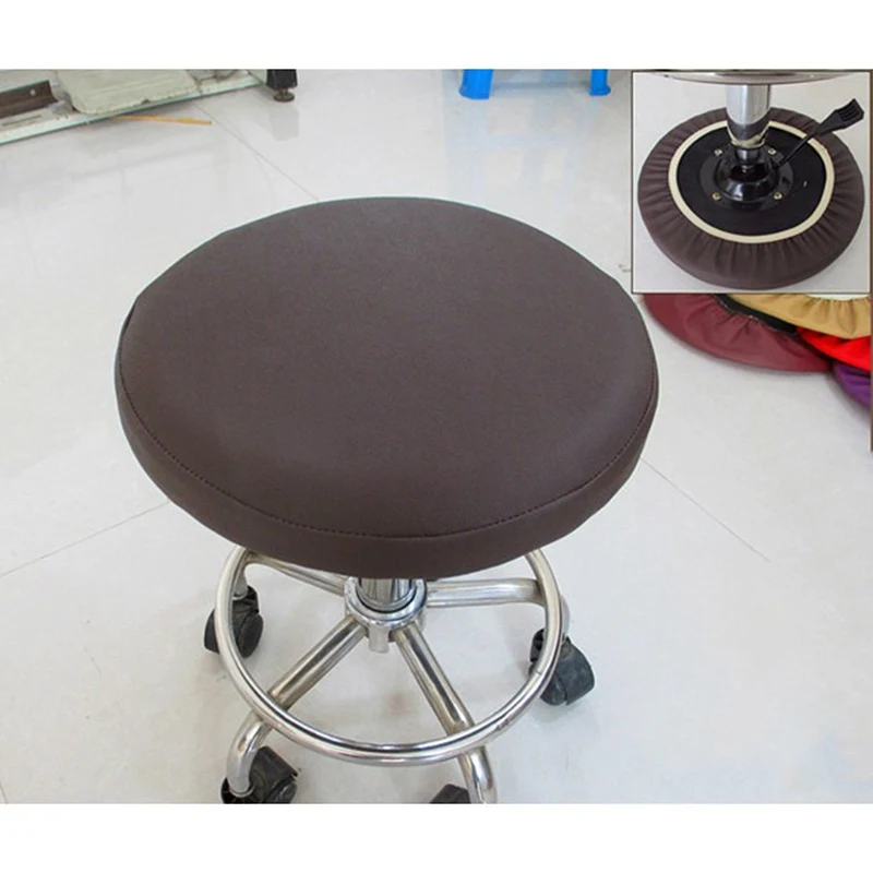Чехол для стула из искусственной кожи, круглый чехол для стула, стоматологические эластичные чехлы на кресла, чехол для стула, однотонный чехол для кресла