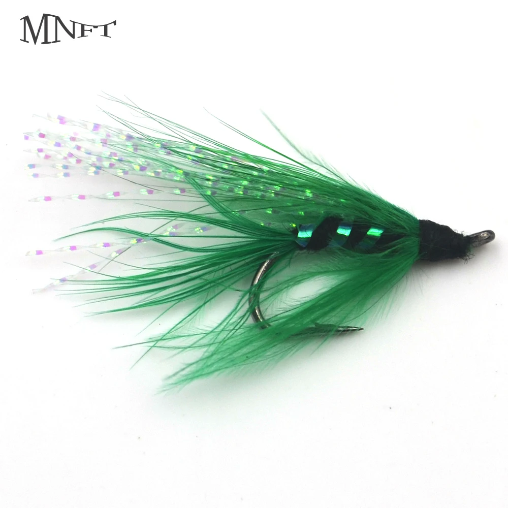 MNFT 10PCS 6 Green Flasher Holographic Streamer Fly Fishing Trout Lure