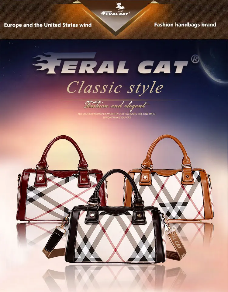 FERAL CAT 2017 Women Luxury Elegant Fashion Handbag Shoulder Bags Ladies Leather Handbags Female Messenger Bag56