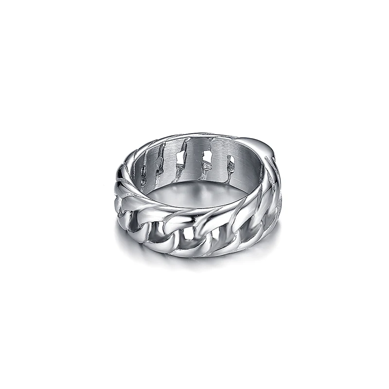 

Motorcycle Chain Men Women Ring Silver Stainless Steel Punk Biker Men Rings Jewelry VR109