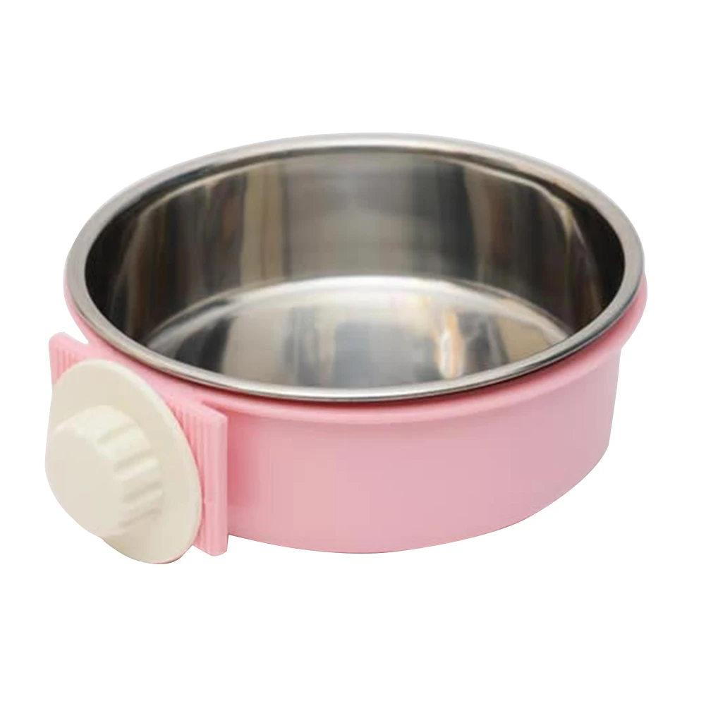 Durable Stainless Steel Hanging Feeding Bowl fixed Food Water Pet Cat